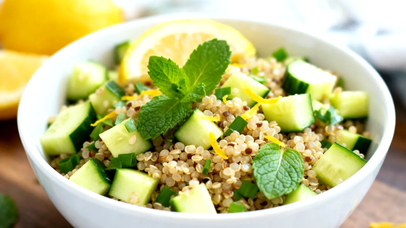 Quinoa-Gurken-Salat mit Minze und Zitrone"