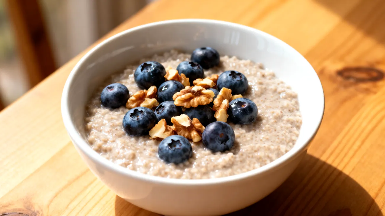 Amaranth-Porridge mit Walnüssen und Blaubeeren"