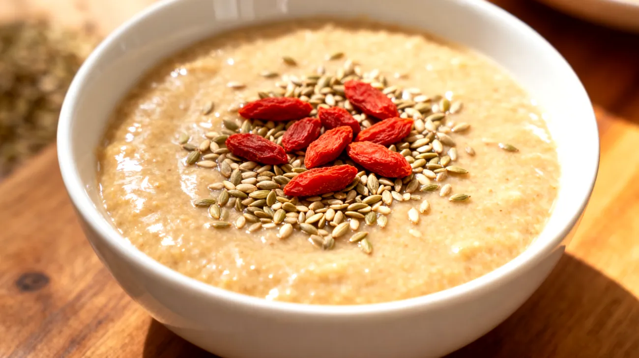 Amaranth-Pudding mit Hanfsamen und Goji-Beeren"