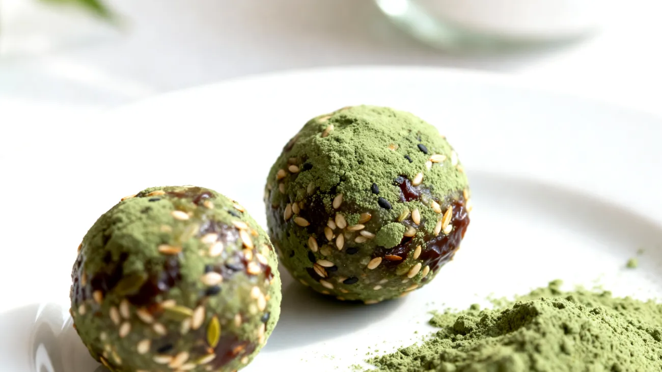 Hanfsamen-Dattel-Energiebällchen mit Spirulina"