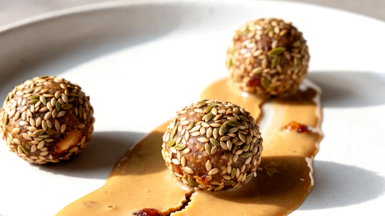 Tahini-Dattel-Energiekugeln mit Hanfsamen"